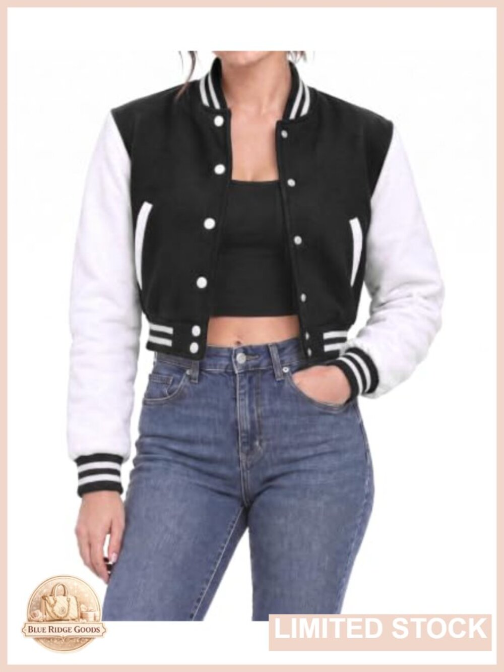 Letterman Varsity Jacket Fleece Cropped Bomber Casual